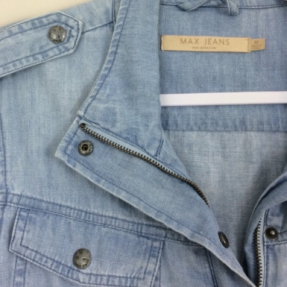 Max Studio Chambray Utility Anorak Jacket Jeans - Picture 3 of 7